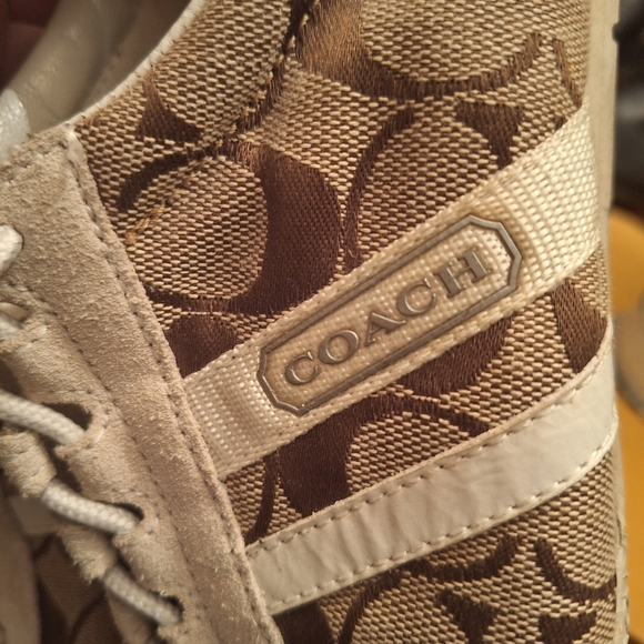 COACH signature katelyn classic sneakers suede cream tan size 10 - Picture 5 of 10